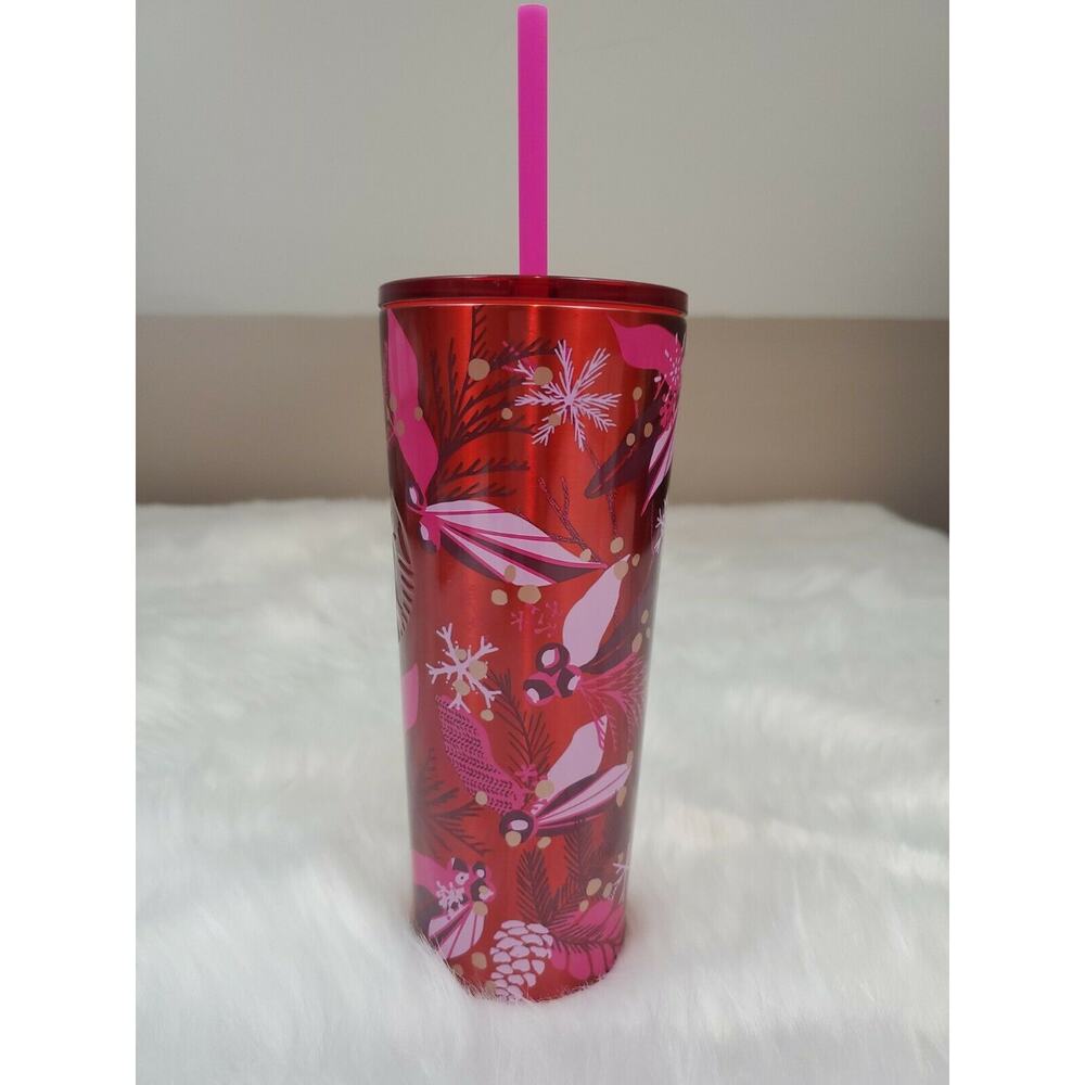 Starbucks Christmas Holiday Red Stainless Steel Berries Tumbler 16oz New